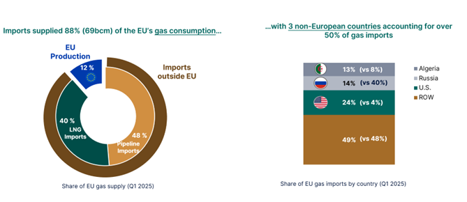 Share of gas imports in the European Union 2020-2024 Sources: European ...